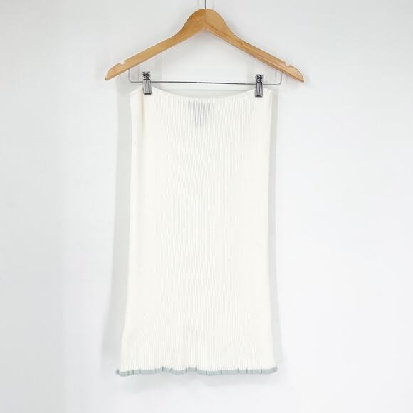 Vintage Y2k Express White Ribbed Knit Midi Skirt Medium - Picture 1 of 5